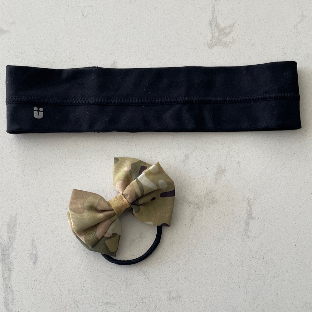 Scunci Grip Headwrap & Camo Bow Ponytail